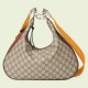 Gucci Attache Medium Shoulder Bag in GG Canvas with Brown Leather