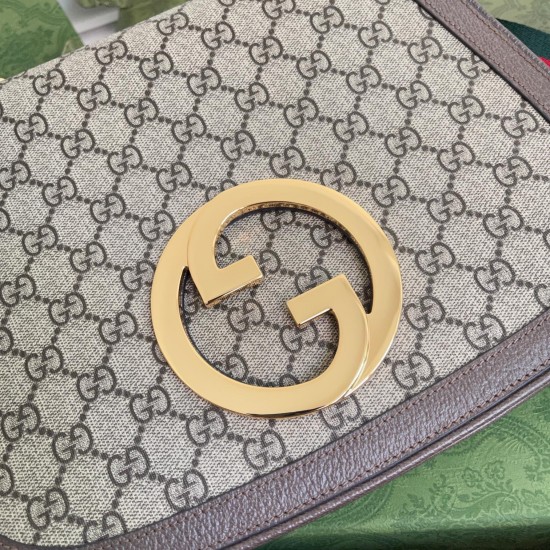 Gucci Blondie Medium Shoulder Bag in Beige GG Supreme Canvas