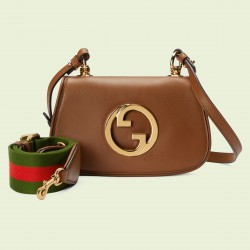 Gucci Blondie Mini Shoulder Bag in Brown Calf Leather