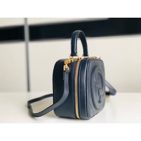 Gucci Blondie Mini Top Handle Bag in Navy Blue Leather