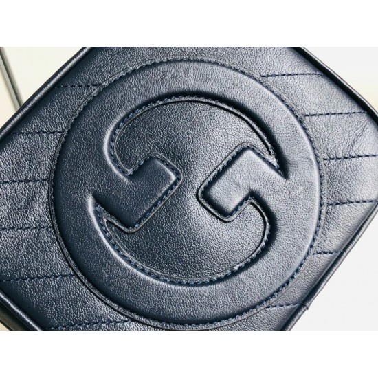 Gucci Blondie Mini Top Handle Bag in Navy Blue Leather