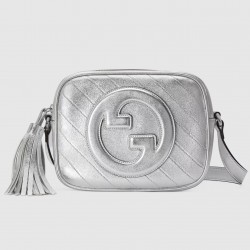 Gucci Blondie Small Camera Bag in Silver Metallic Leather