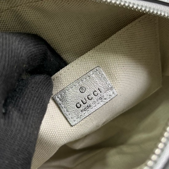 Gucci Blondie Small Camera Bag in Silver Metallic Leather