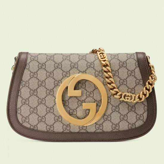 Gucci Blondie Small Shoulder Bag in Beige GG Supreme Canvas