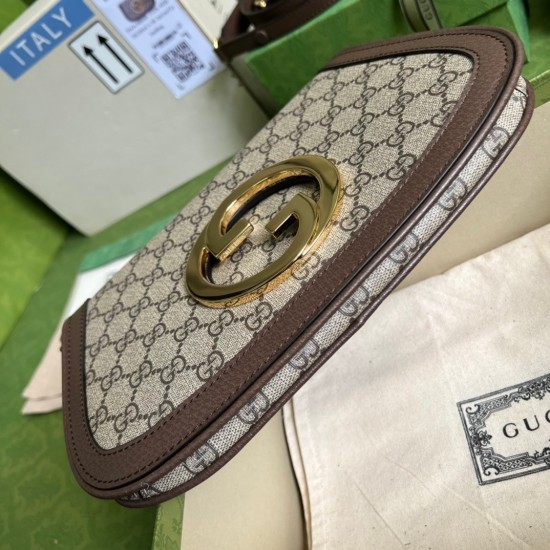 Gucci Blondie Small Shoulder Bag in Beige GG Supreme Canvas