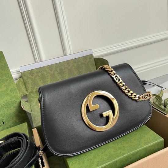 Gucci Blondie Small Shoulder Bag in Black Calf Leather