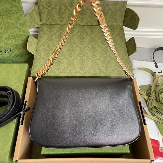 Gucci Blondie Small Shoulder Bag in Black Calf Leather