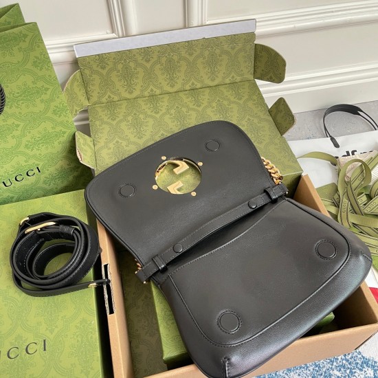 Gucci Blondie Small Shoulder Bag in Black Calf Leather