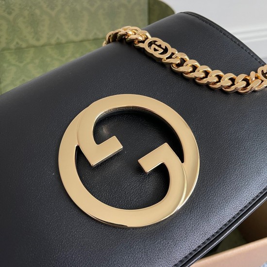 Gucci Blondie Small Shoulder Bag in Black Calf Leather