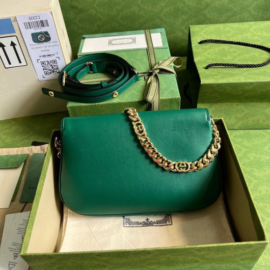 Gucci Blondie Small Shoulder Bag in Green Calf Leather