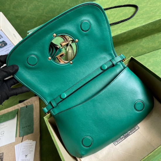 Gucci Blondie Small Shoulder Bag in Green Calf Leather