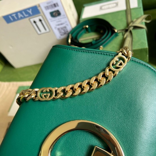 Gucci Blondie Small Shoulder Bag in Green Calf Leather