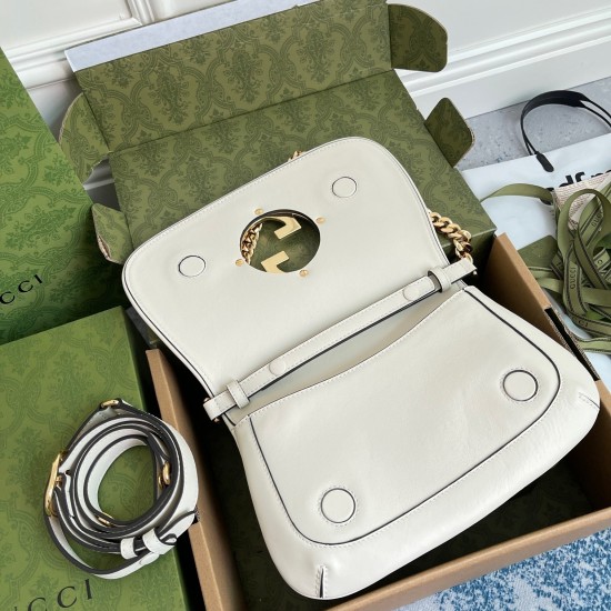 Gucci Blondie Small Shoulder Bag in White Calf Leather