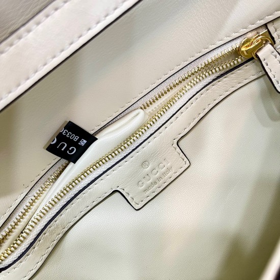 Gucci Blondie Small Shoulder Bag in White Calf Leather