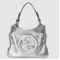 Gucci Blondie Small Tote Bag in Silver Metallic Leather