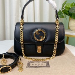 Gucci Blondie Small Top Handle Bag in Black Cuir Leather