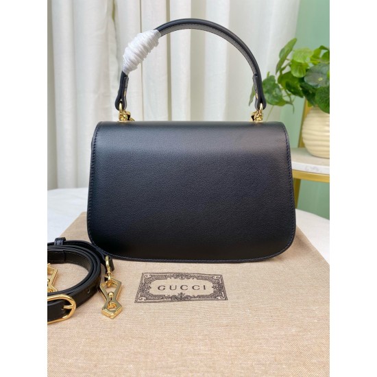 Gucci Blondie Small Top Handle Bag in Black Cuir Leather