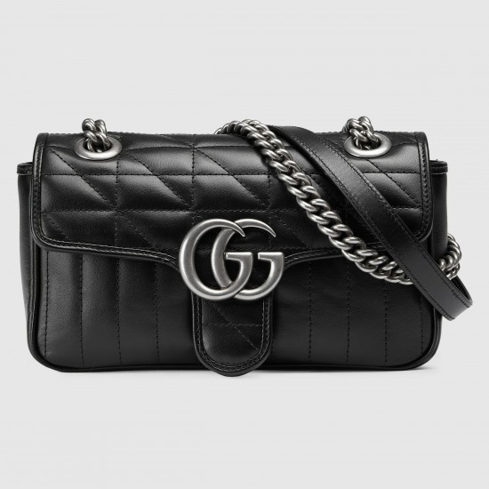 Gucci GG Marmont Mini Shoulder Bag in Black Matelasse Leather