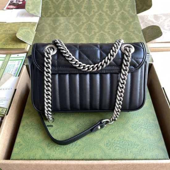 Gucci GG Marmont Mini Shoulder Bag in Black Matelasse Leather