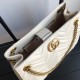 Gucci GG Marmont Medium Chain Shoulder Bag in White Chevron Leather