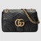 Gucci GG Marmont Medium Shoulder Bag in Black Chevron Leather