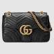 Gucci GG Marmont Medium Shoulder Bag in Black Chevron Leather