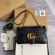 Gucci GG Marmont Medium Shoulder Bag in Black Chevron Leather