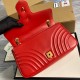 Gucci GG Marmont Medium Shoulder Bag in Red Chevron Leather