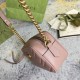 Gucci GG Marmont Mini Camera Bag in Nude Chevron Leather