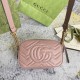 Gucci GG Marmont Mini Camera Bag in Nude Chevron Leather