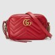 Gucci GG Marmont Mini Camera Bag in Red Chevron Leather