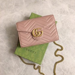 Gucci GG Marmont Mini Chain Bag in Nude Chevron Leather