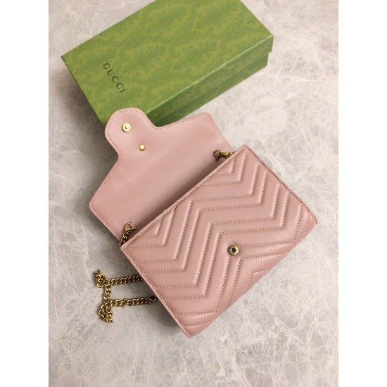 Gucci GG Marmont Mini Chain Bag in Nude Chevron Leather