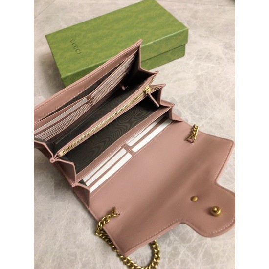 Gucci GG Marmont Mini Chain Bag in Nude Chevron Leather