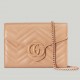 Gucci GG Marmont Mini Chain Bag in Rose Beige Matelasse Calfskin