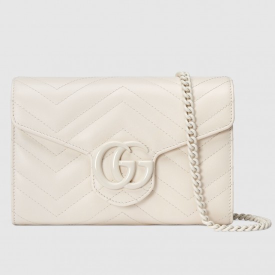 Gucci GG Marmont Mini Chain Bag in White Matelasse Calfskin