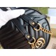 Gucci GG Marmont Mini Round Bag in Black Chevron Calfskin