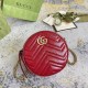 Gucci GG Marmont Mini Round Bag in Red Chevron Calfskin