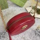 Gucci GG Marmont Mini Round Bag in Red Chevron Calfskin