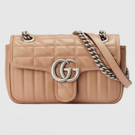 Gucci GG Marmont Mini Shoulder Bag in Beige Matelasse Leather