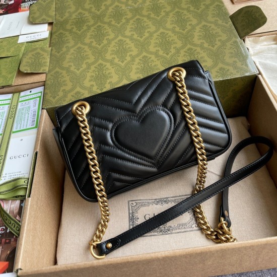 Gucci GG Marmont Mini Shoulder Bag in Black Chevron Leather