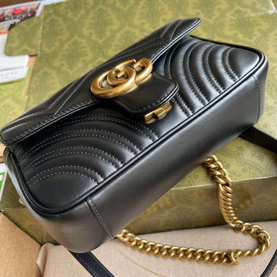 Gucci GG Marmont Mini Shoulder Bag in Black Chevron Leather