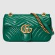 Gucci GG Marmont Mini Shoulder Bag in Green Chevron Leather