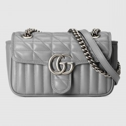 Gucci GG Marmont Mini Shoulder Bag in Grey Matelasse Leather