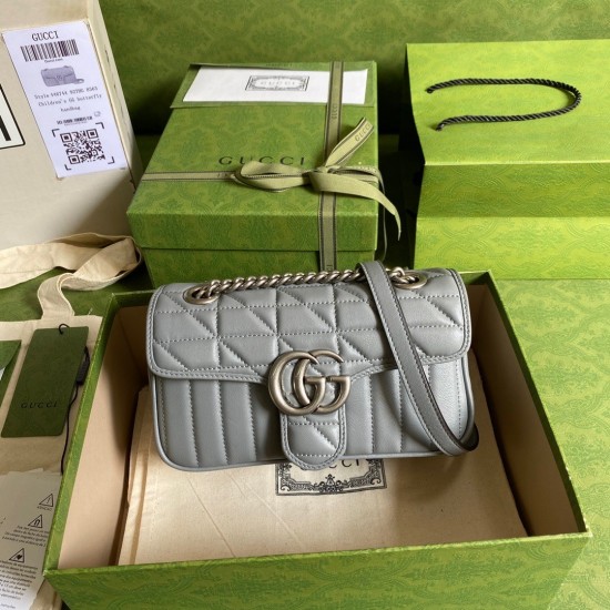 Gucci GG Marmont Mini Shoulder Bag in Grey Matelasse Leather