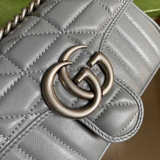 Gucci GG Marmont Mini Shoulder Bag in Grey Matelasse Leather