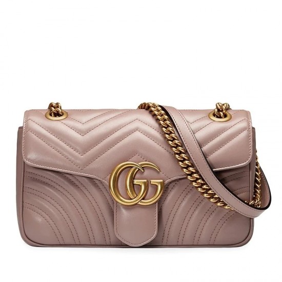 Gucci GG Marmont Mini Shoulder Bag in Nude Chevron Leather