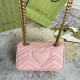 Gucci GG Marmont Mini Shoulder Bag in Pink Chevron Leather