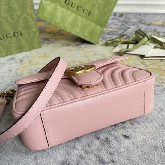 Gucci GG Marmont Mini Shoulder Bag in Pink Chevron Leather