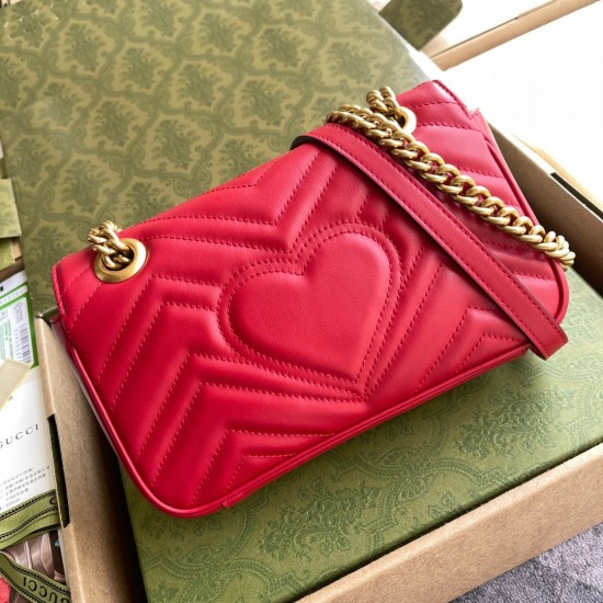 Gucci GG Marmont Mini Shoulder Bag in Red Chevron Leather